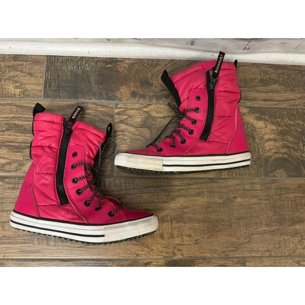 Converse Juniors Sz 3 Water Repellent Chuck Taylor All Star Boot HI 669334C Pink